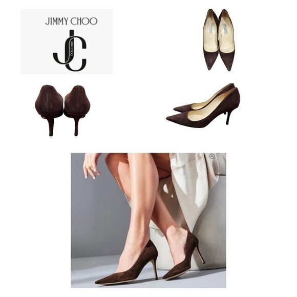 Jimmy Choo Suede Brown Pointed Toe Pin Heels Pumps Size EU40 US10 Authentic - Picture 12 of 12